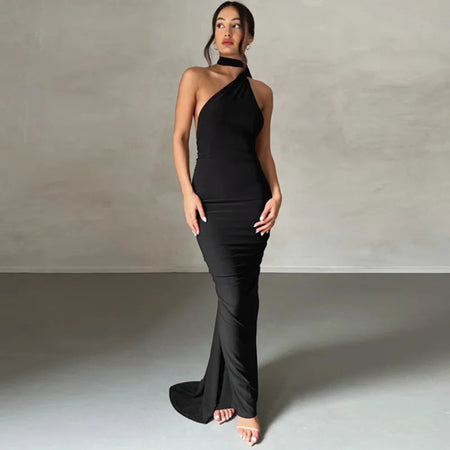 Robe Longue Asymétrique & Dos Nu « Sienne » | L'Inédite Paris