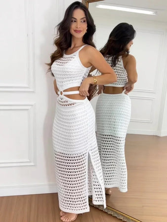 Robe Longue Crochet Cut-Out « Capri » | L'Inédite Paris